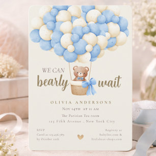 Whimsical Blå Vi kan knappt vänta Pojke Babyshower Inbjudningar