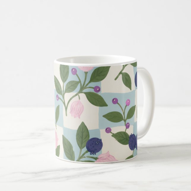 Whimsical Blåbärsträdgård Blommig Mugg (Framsida höger)