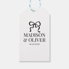 Whimsical Black Bow Monogram Thank You Wedding Presentetikett