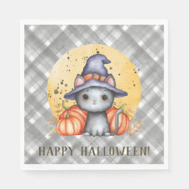 Whimsical Black Cat Halloween Pappersservett