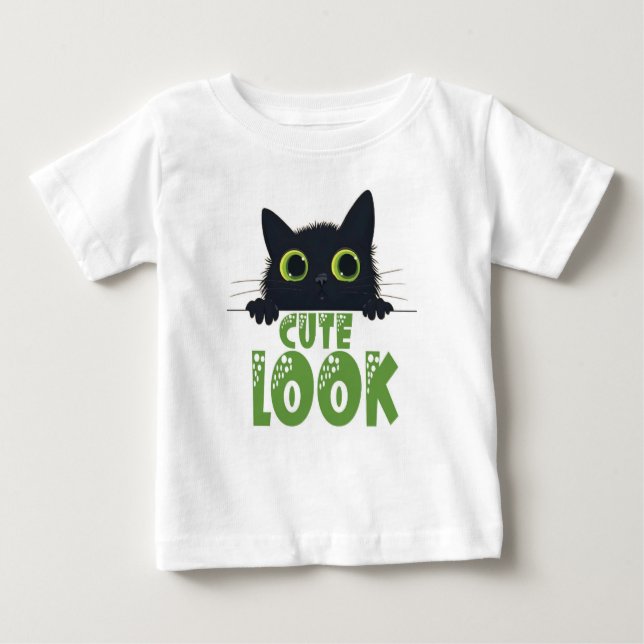 "Whimsical Black Cat Kids" T-Shirt - direkt Cu (Framsida)