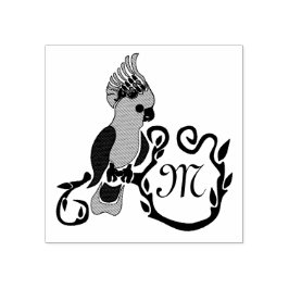 Whimsical Black Cockatoo Monogram Stämpel