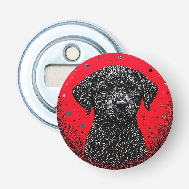 Whimsical Black Dog Flasköppnare (Framsidan)