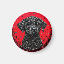Whimsical Black Dog Magnet