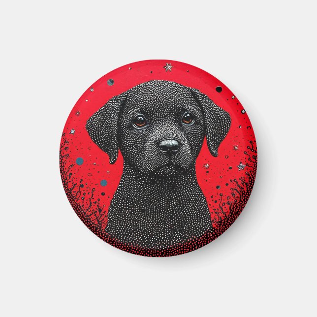 Whimsical Black Dog Magnet (Framsidan)