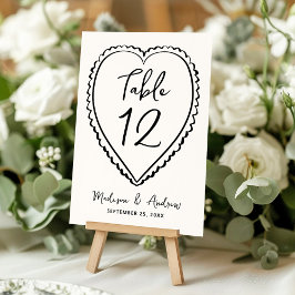 Whimsical Black Heart Bröllop Bordsnummer
