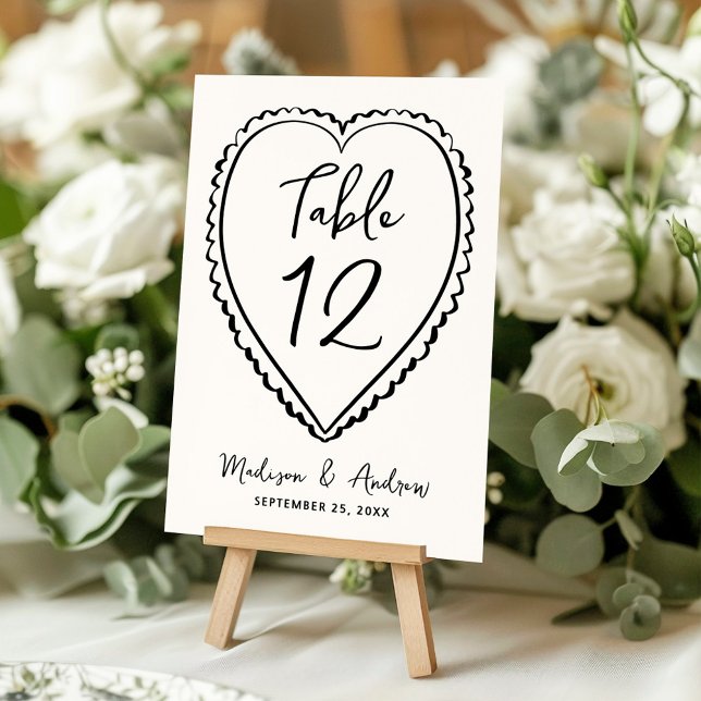 Whimsical Black Heart Wedding Bordsnummer (Skapare uppladdad)