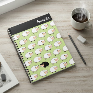 Whimsical Black Sheep Anpassad Namn Spiral Anteckn Anteckningsbok