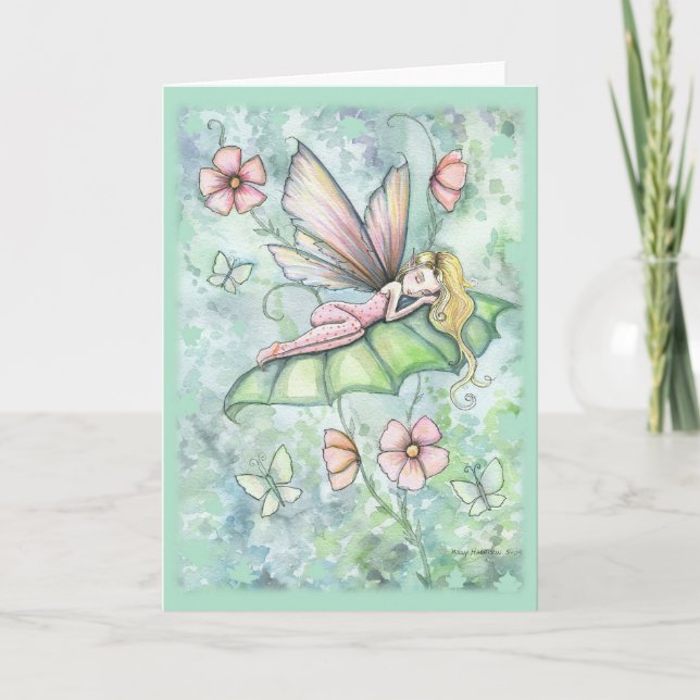 Whimsical Blomma Älv Välkomstkort Kort (Framsida)