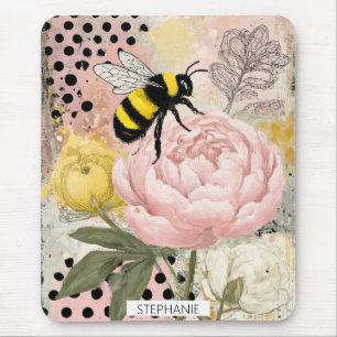 Whimsical Blomma och Bi – Mysig Blommig (2) Musmatta