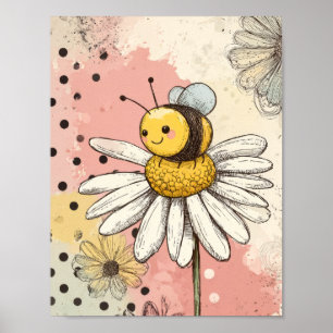 Whimsical Blomma och Bina – Mysig Blommig (1) Poster