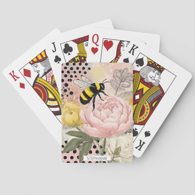 Whimsical Blomma och Bina – Mysig Blommig (2) Casinokort (Baksidan)