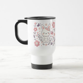 Whimsical Blommande Kanin med Pastellblommor Resemugg