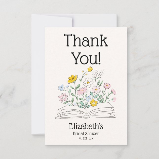 Whimsical Blommig En Ny Kapitel Bröllopsdusch  Tack Kort (Framsida)