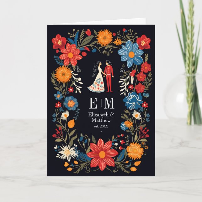 Whimsical Blommig Fiesta Bröllop Program (Framsida)