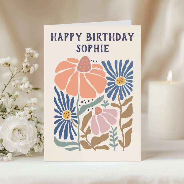 Whimsical Blommig Grattis på födelsedagen      Kort (Skapare uppladdad)