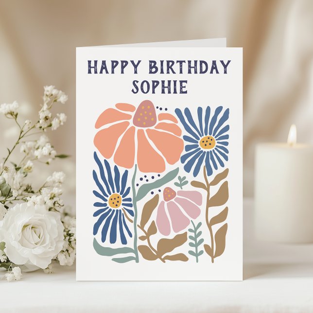 Whimsical Blommig Grattis på födelsedagen      Kort (Skapare uppladdad)