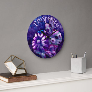Whimsical Blommig Kanin Personlig Stor Klocka