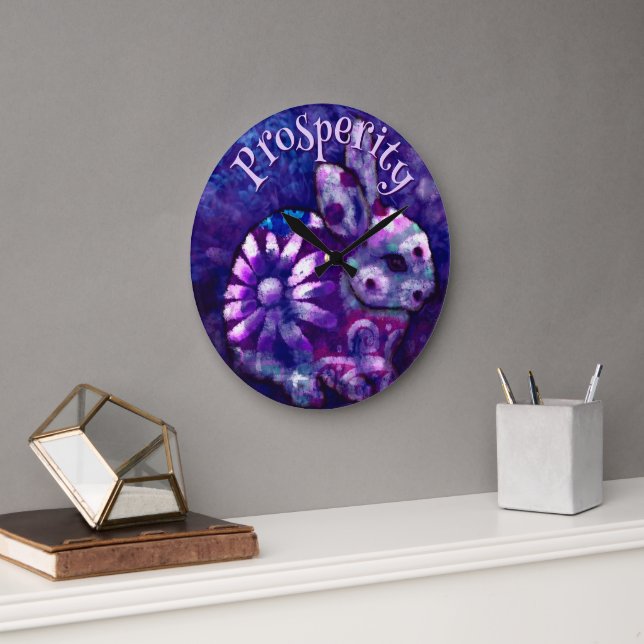 Whimsical Blommig Kanin Personlig Stor Klocka (Kontor)