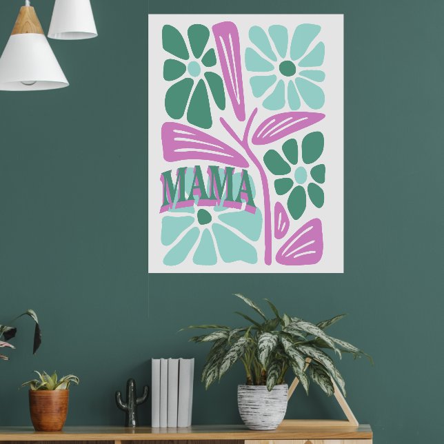 Whimsical Blommig Mamma  Poster (Vardagsrum 1)