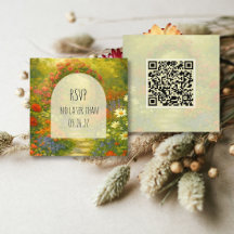 Whimsical Blommig QR-kod Engelsk Trädgård Bröllop