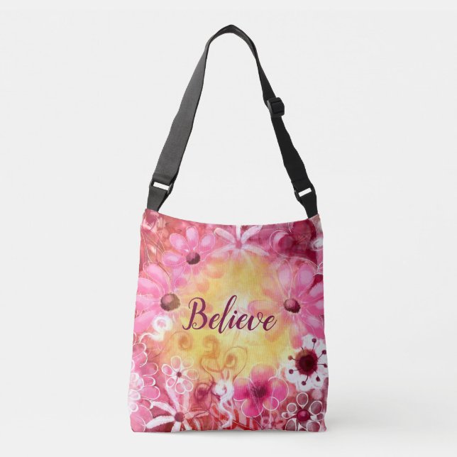 Whimsical Blommig Tro Inspirerande Boho Väska  (Framsida)