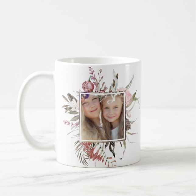 Whimsical Blommigt Bouquet Photo Kaffemugg (Vänster)