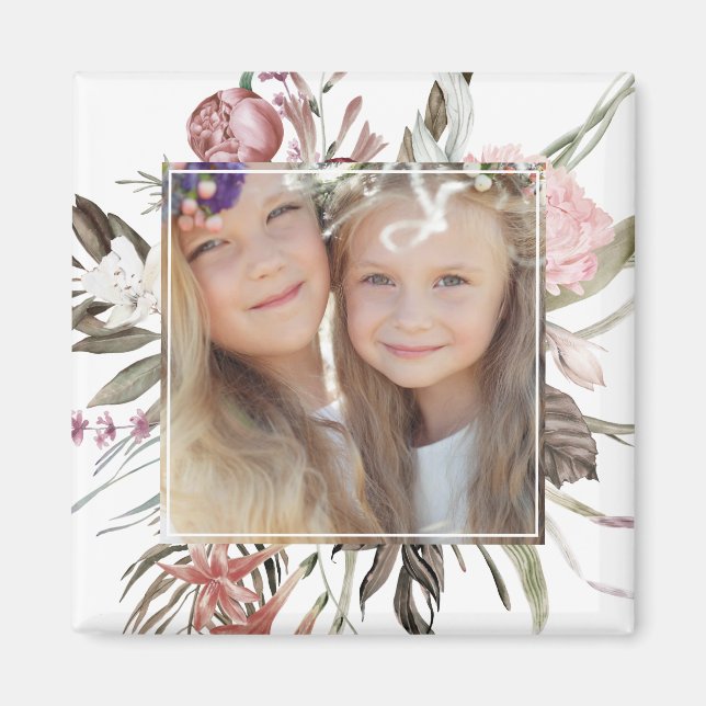 Whimsical Blommigt Bouquet Photo Magnet (Framsidan)