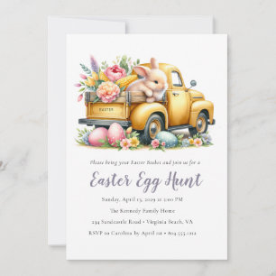 Whimsical Blommigt Bunny Påskägg Hunt-inbjudan Inbjudningar