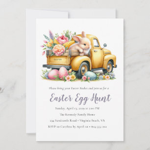 Whimsical Blommigt Bunny Påskägg Hunt-inbjudan Inbjudningar