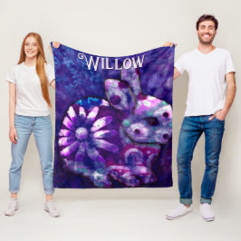Whimsical Blommigt Bunny Rabbit Personlig Fleecefilt