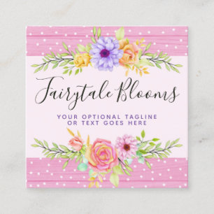 Whimsical Blommigt Ro & Rustic Wood Social Media Fyrkantigt Visitkort