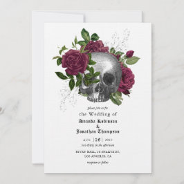Whimsical Blommigt Skull Gothic Bröllopinbjudan Inbjudningar