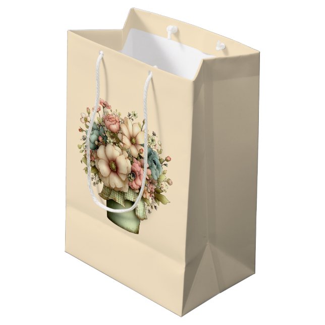 Whimsical blommor i en kruka Söt (Baksidan Vinklad)