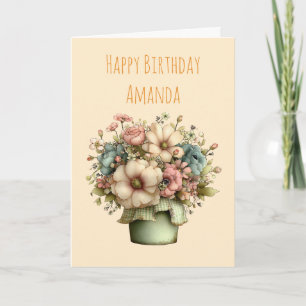 Whimsical Blommor i en Planteringskruka Söt Födels Kort