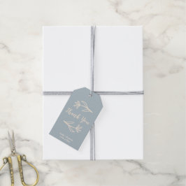 Whimsical Blommor Tack Tagg Blå  Presentetikett