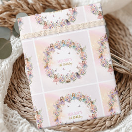Whimsical blomster-fé-gård 5-års födelsedag  presentpapper