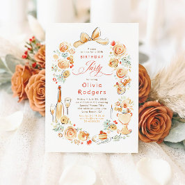 Whimsical blomster handritad coquette höst födelse inbjudningar