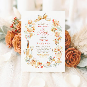 Whimsical blomster handritad coquette höst födelse inbjudningar