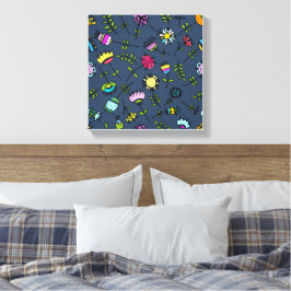 Whimsical blomster Mönster Art Design Canvastryck