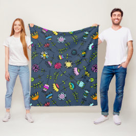 Whimsical blomster Mönster Art Design Fleecefilt