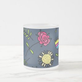 Whimsical blomster Mönster Art Design Frostad Glasmugg