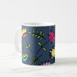 Whimsical blomster Mönster Art Design Kaffemugg