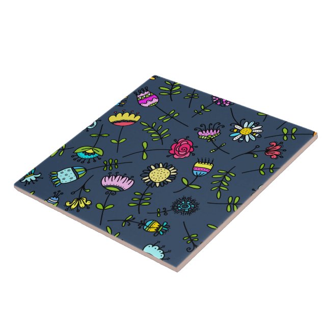 Whimsical blomster Mönster Art Design Kakelplatta (Sidan)