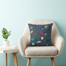 Whimsical blomster Mönster Art Design Kudde