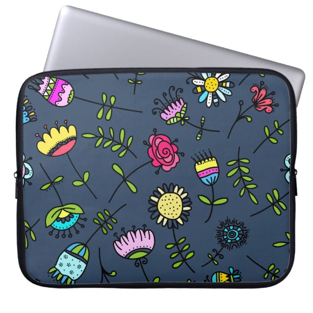 Whimsical blomster Mönster Art Design Laptop Fodral (Framsidan)