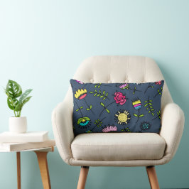 Whimsical blomster Mönster Art Design Lumbarkudde
