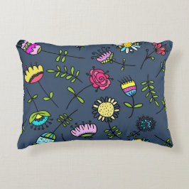 Whimsical blomster Mönster Art Design Prydnadskudde