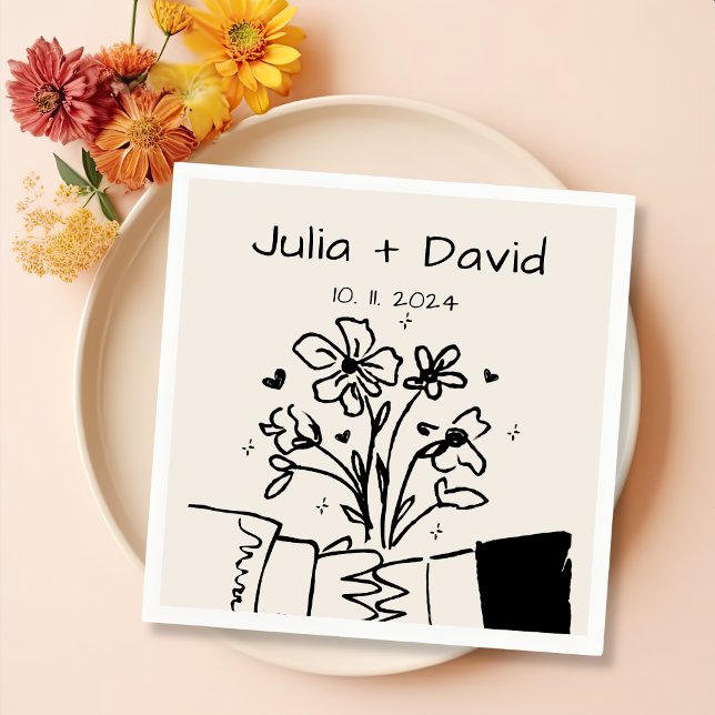 Whimsical blomsterbröllop pappersservett (Skapare uppladdad)
