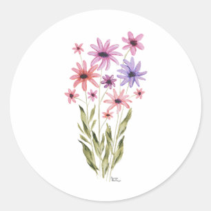 Whimsical blomsterbukett Foto Print Runt Klistermärke